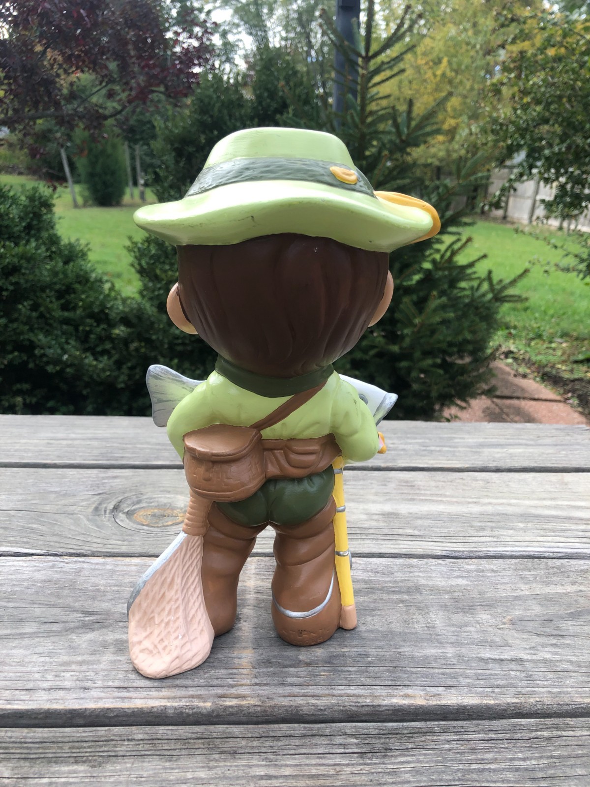Vintage 1976 Atlantic Mold Ceramic Smiley Boy 1st Place Fish Fisherman
