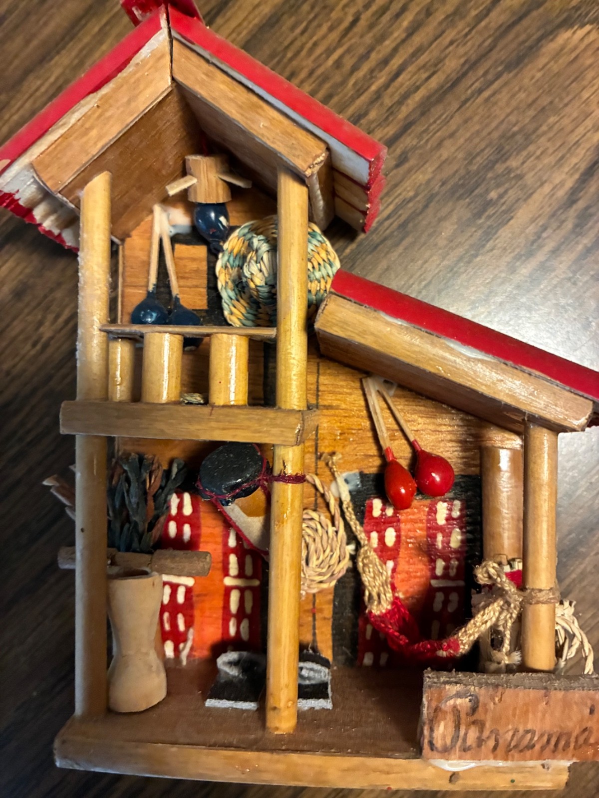 Vintage Handcrafted EL VALLE PANAMA Front Porch Miniature Wood Diorama