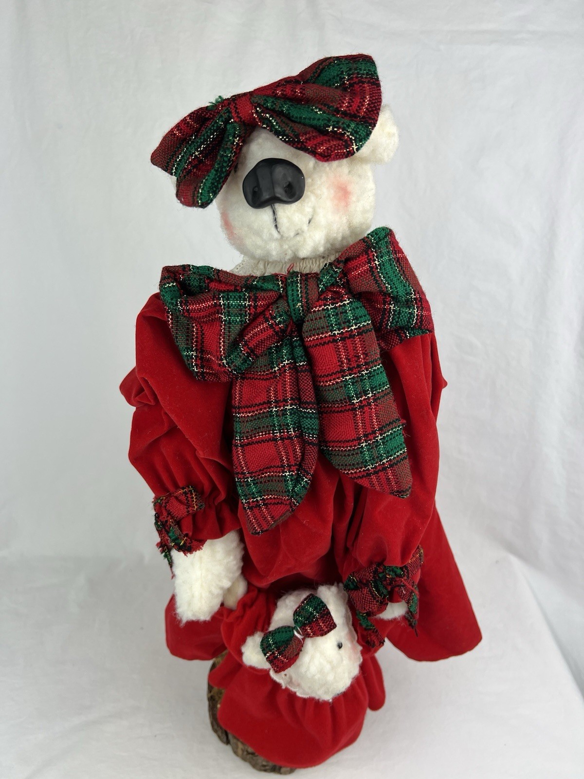 Vintage Silvestri Mama Bear and Baby Bear Folk Art Christmas Holiday Wood Base