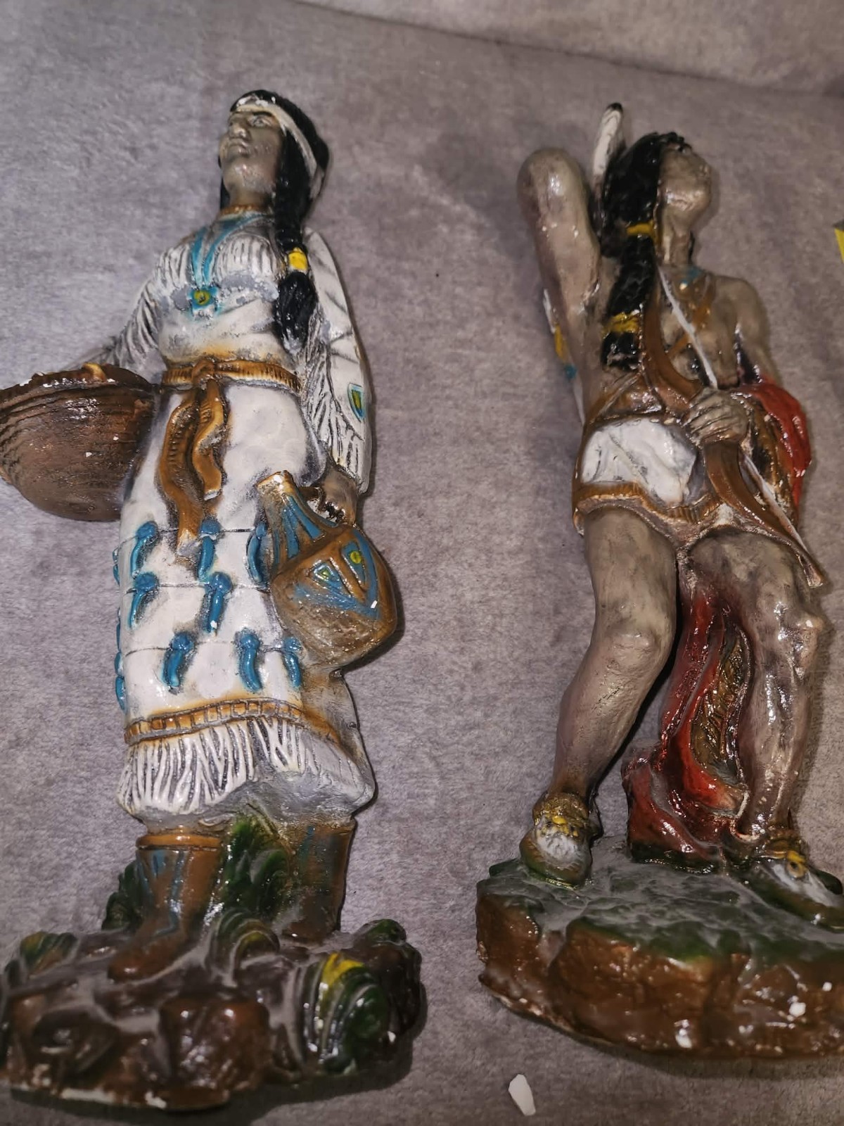Beautiful Set Of 2 Vintage Native American Woman And Man Universal Statuary