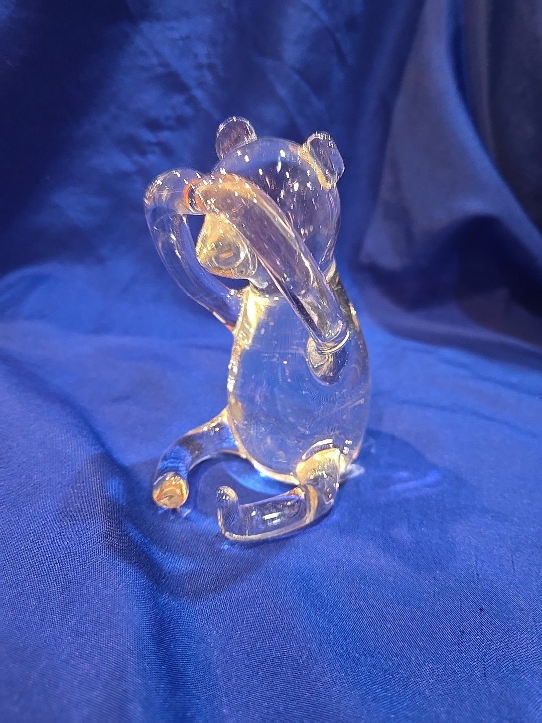 5″ Peek- A – Boo Teddy Bear Signed Blown Glass Artisan Crafted Figurine