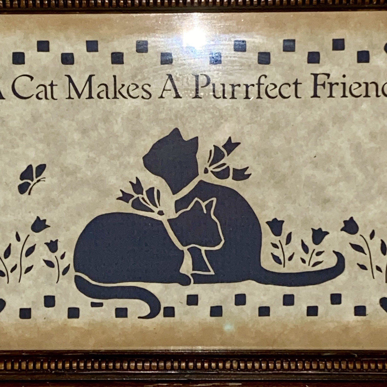 VTG Figi Graphics Country Cuts Scherenschnitte Cat Makes A Perfect Friend Framed