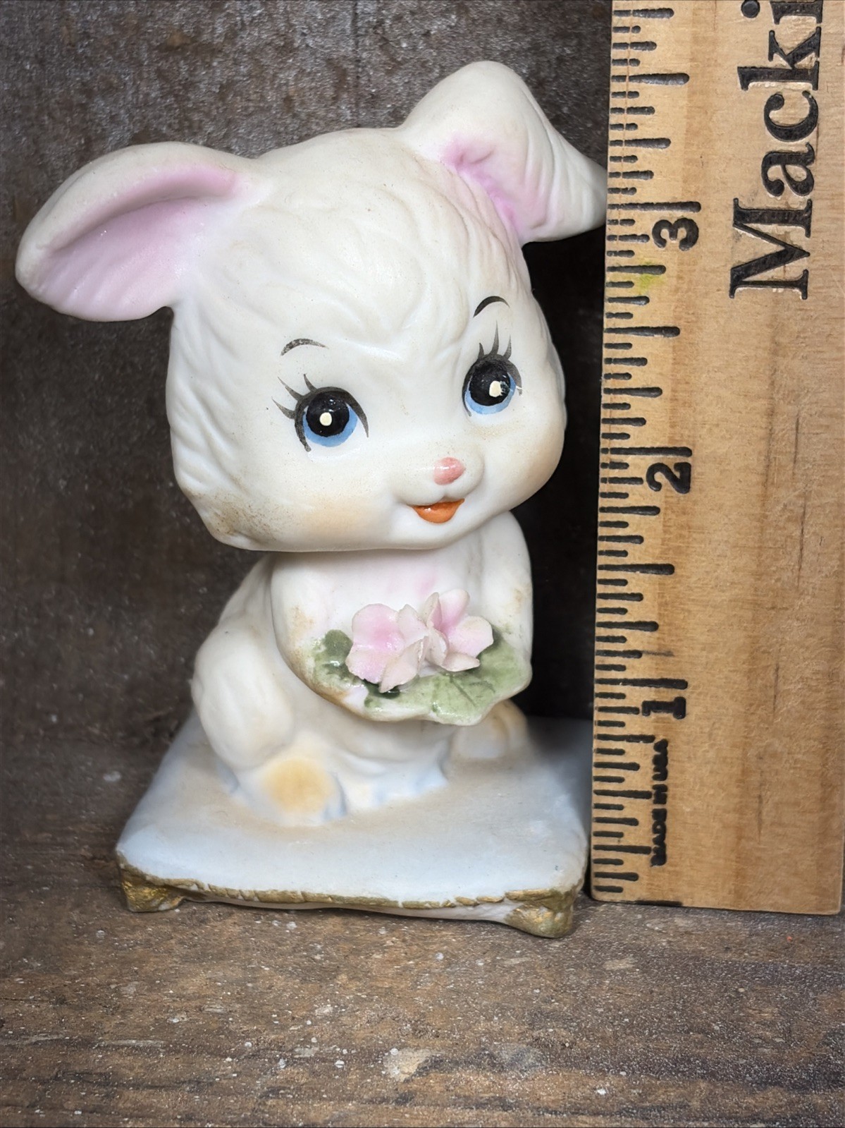 Vintage Anthropomorphic Bunny Rabbit On Pillow Porcelain Figurine HBB