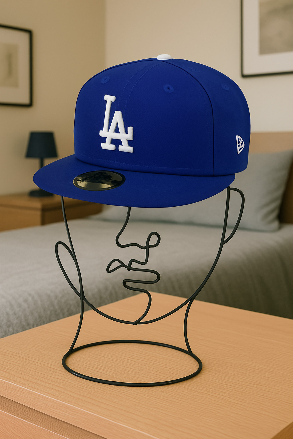 Metal Abstract Face Hat Rack – Freestanding Baseball Cap Holder Organizer