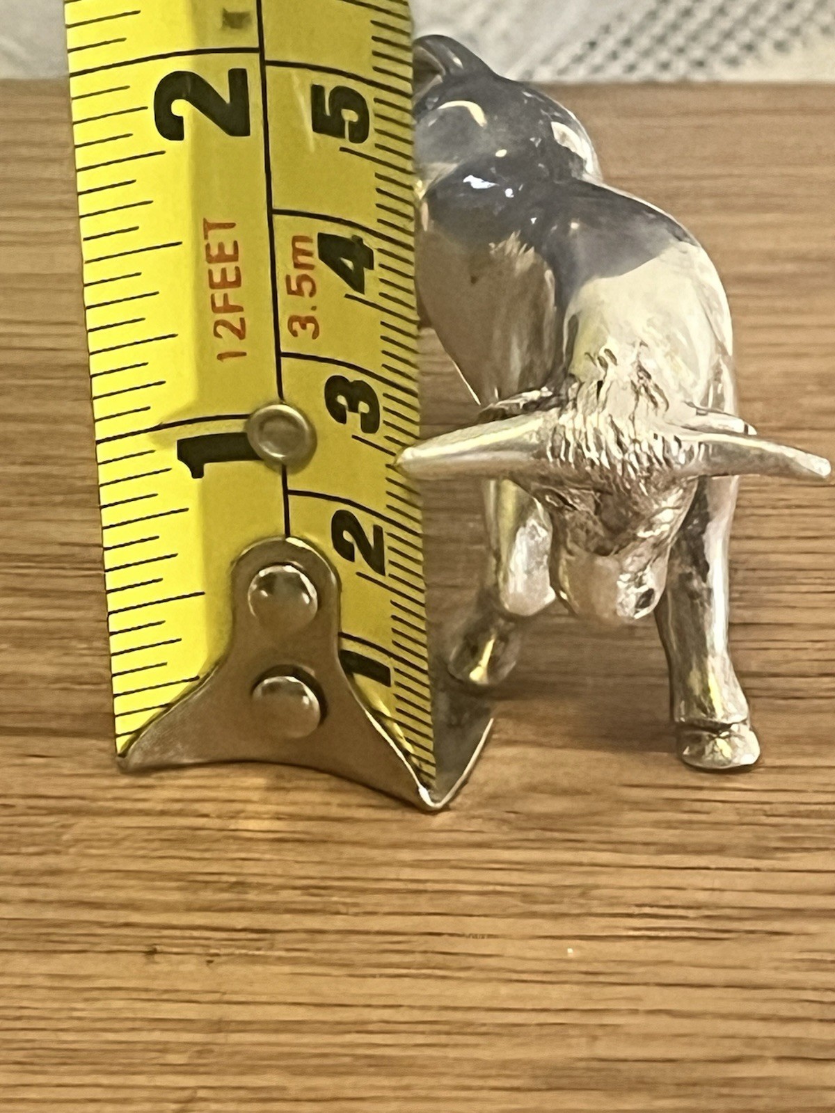 Vintage Silver Tone Bull Mini statue figurine