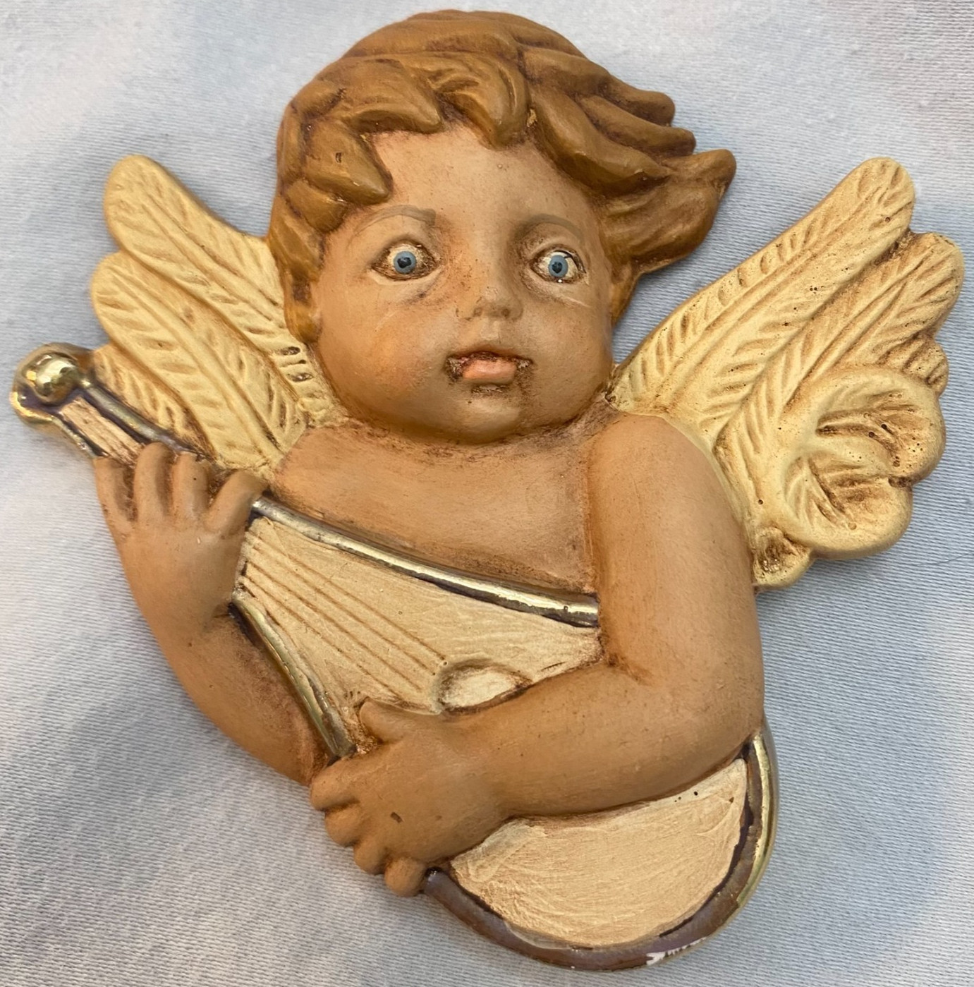 VTG 1987 Scioto Ceramic Angel/Cherub/Putti Instruments Wall Decor Set Of 6