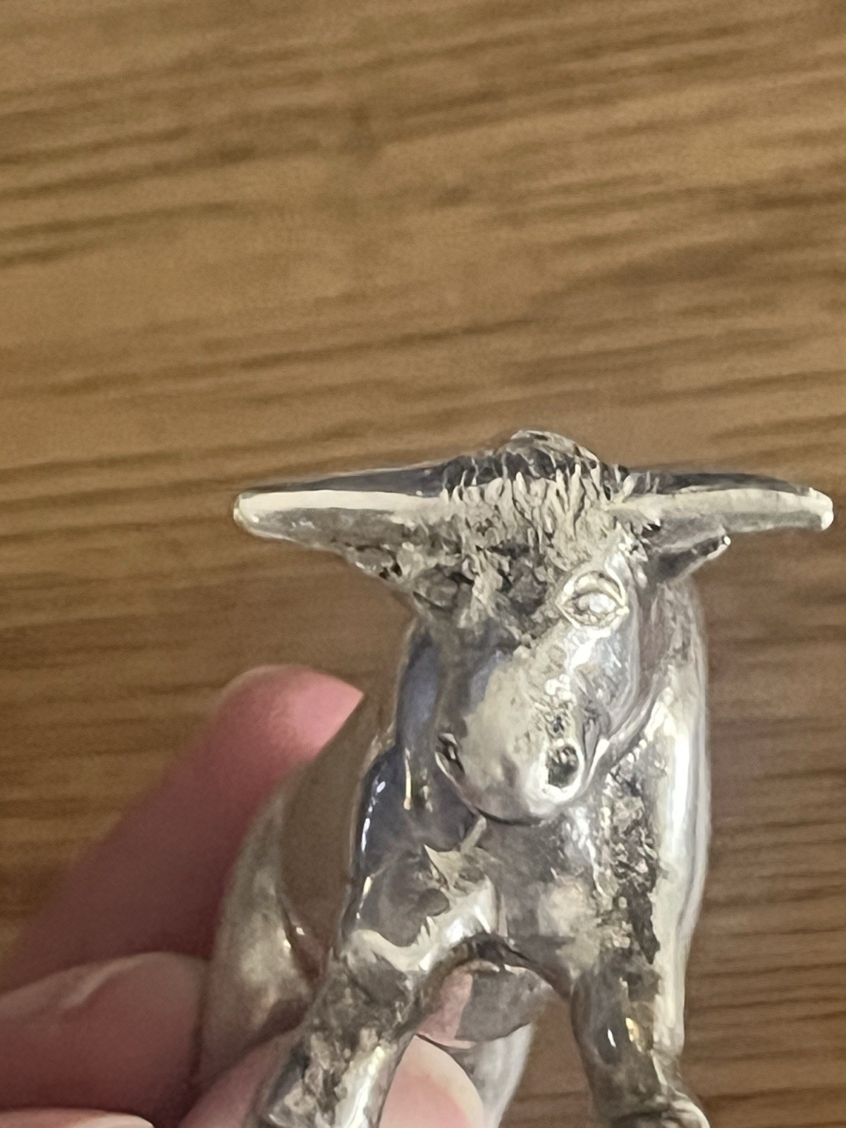 Vintage Silver Tone Bull Mini statue figurine