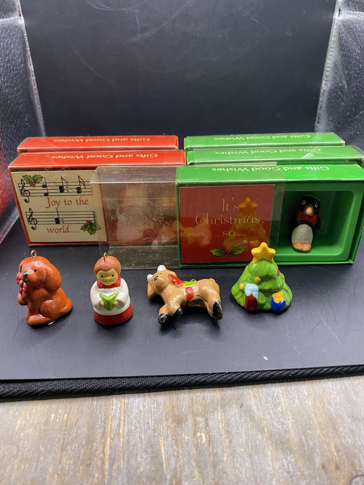American Greetings Gifts and Good Wishes Christmas Ornaments w/ Boxes 5 Vintage