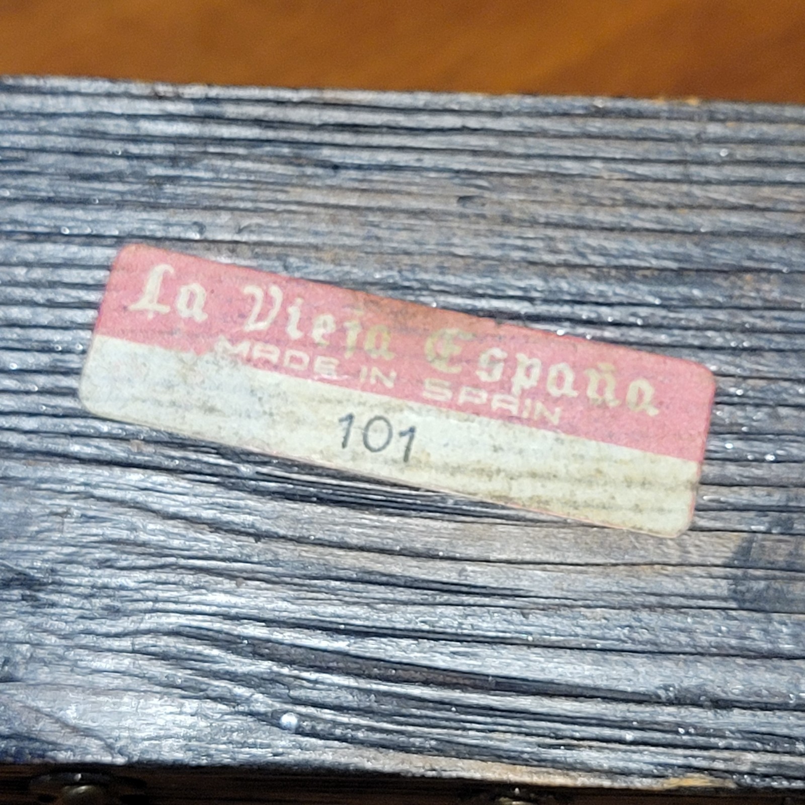 Vintage Metal Wood Cannon SPAIN Coat of Arms Miniature Replica