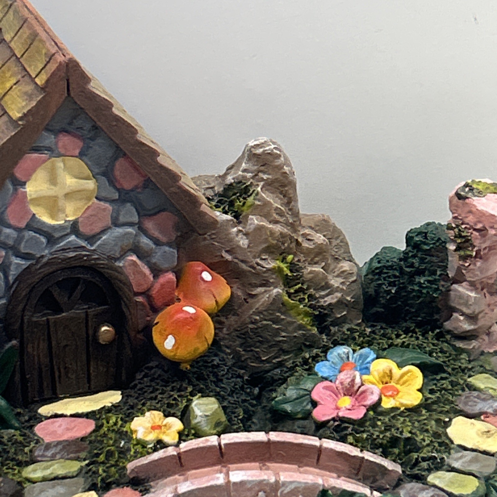 Decorative Tiny Fairy Home and Garden Path Scene Resin Statue Book 7.5x10x7”