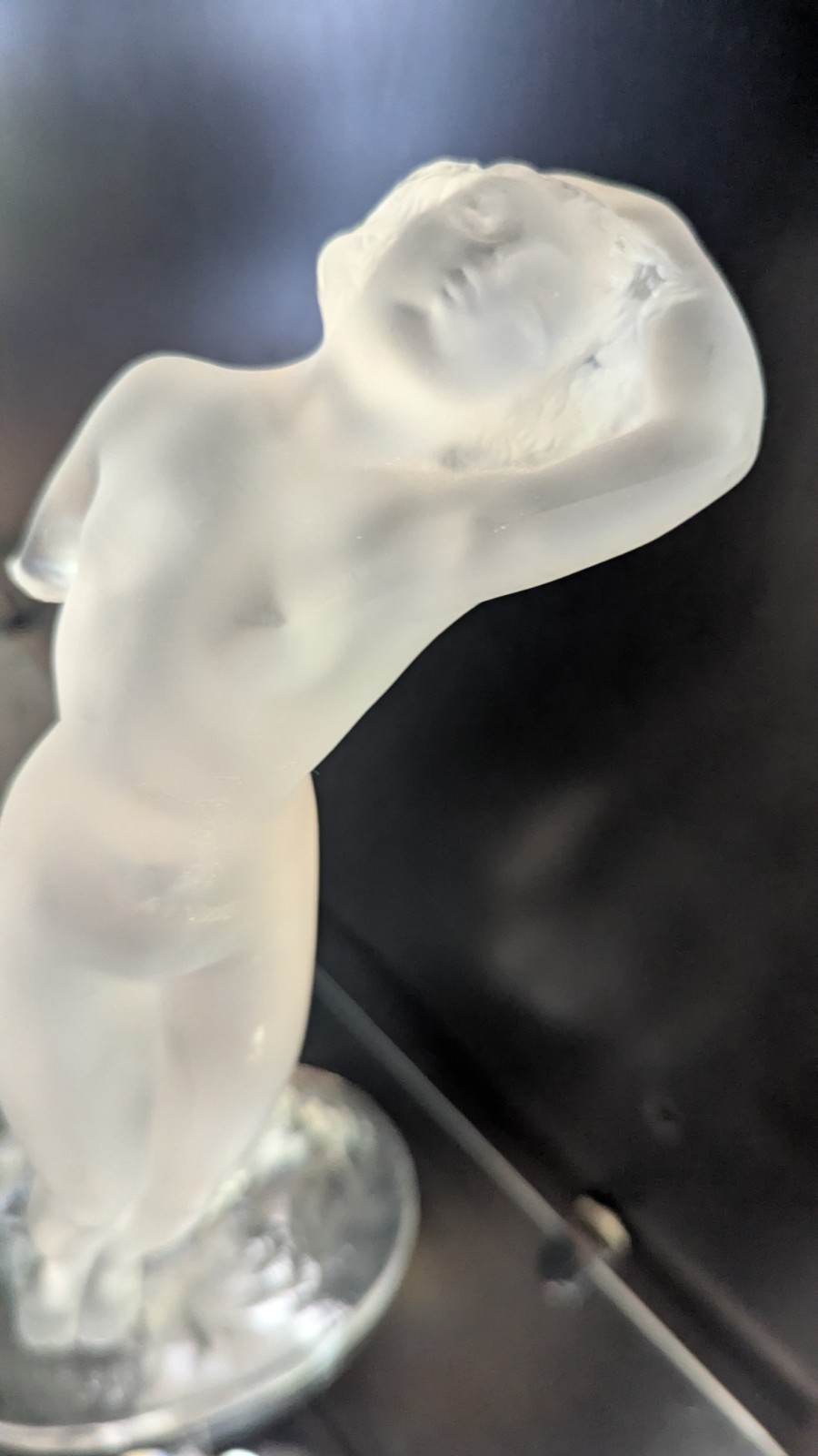Lalique France “Tête Penchée” Frosted Crystal Nude Figure – 10″ Art Deco Sculptu