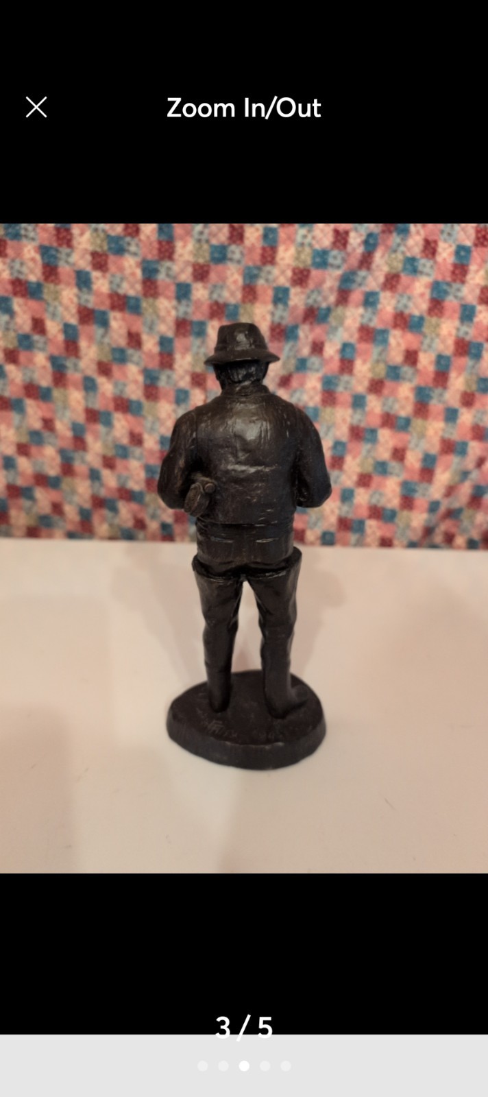 Fisherman Figurine Black Metal Fishing Rod People Fishing Theme Adult Decor