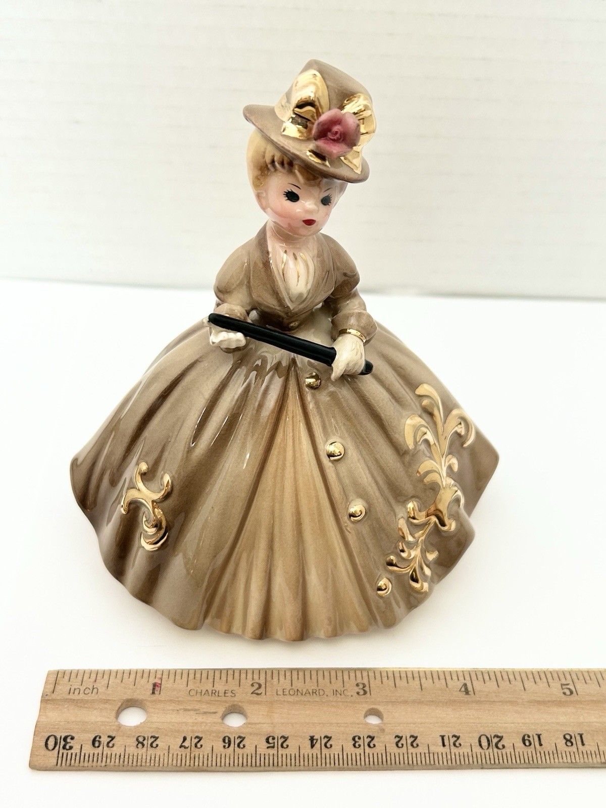 Vintage Josef Originals Holiday in England Lady in Brown & Gold Dress Figurine
