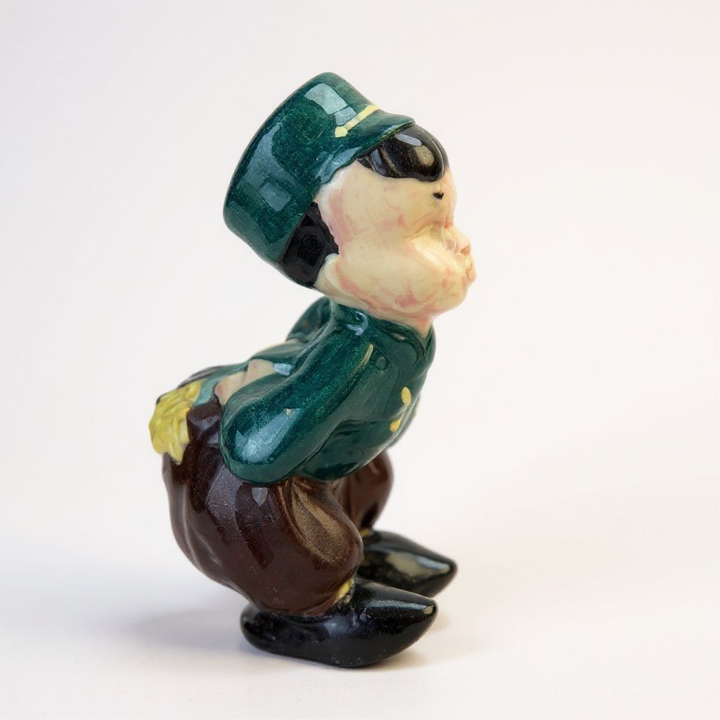 Vtg Young Boy Figurine Looking For Kiss With Flower Behind Back 7″ HandPainted