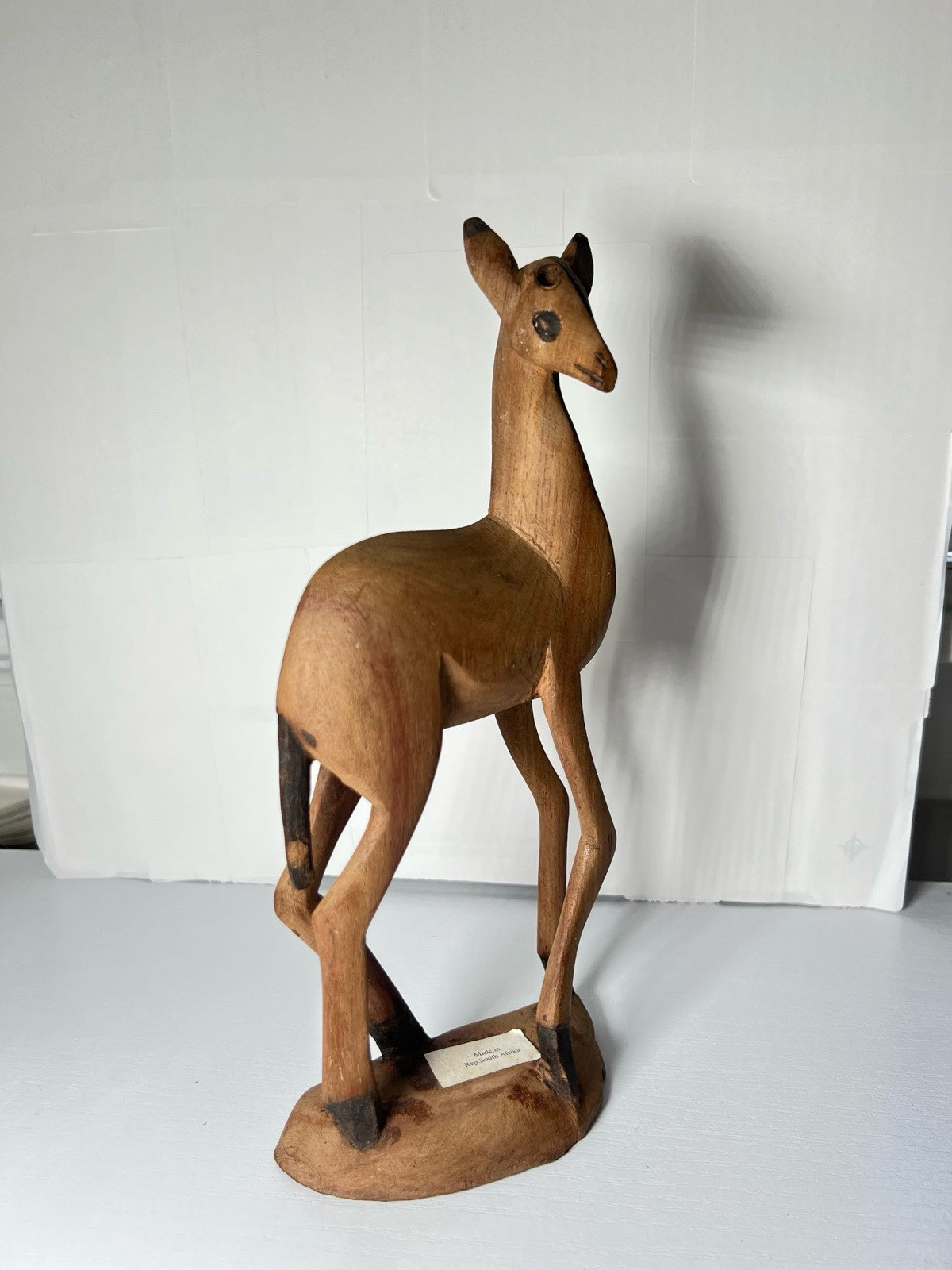 Hand Carved Wooden Antelope Gazelle Deer South Africa Figure Vintage 10” Y493A