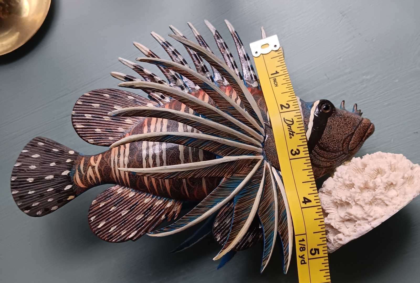 Handpainted Metal Lionfish On Coral Beautiful Details Excellent Condition
