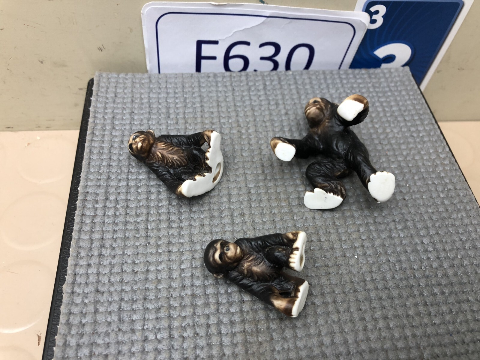 Vintage Bone China Miniature Monkey Ape Figurine Family Lot of 3