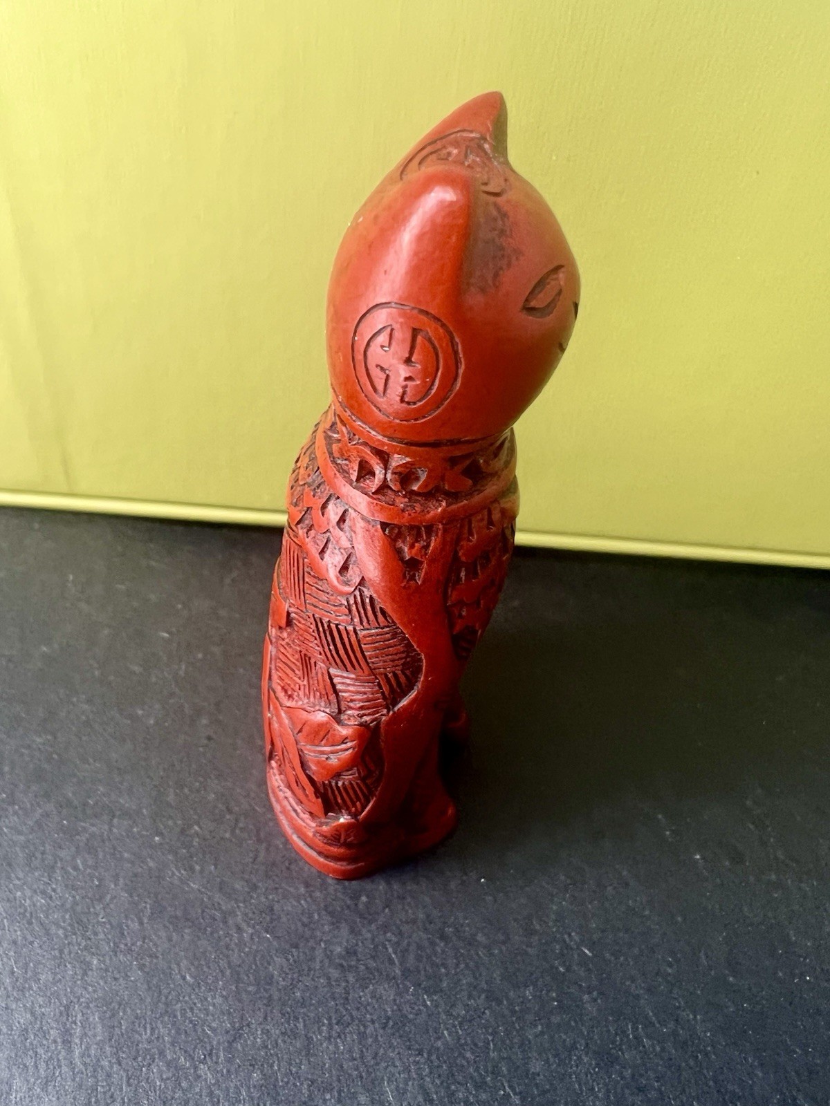 Vintage Franklin Mint Curio Cabinet Cat Collection Cinnabar Cat Carved 1988 3”