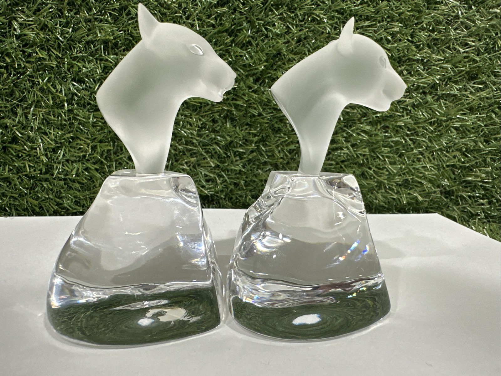 Swarovski Ebeling & Reuss Panther Cougar Head Frosted Clear Crystal Lot Of 2