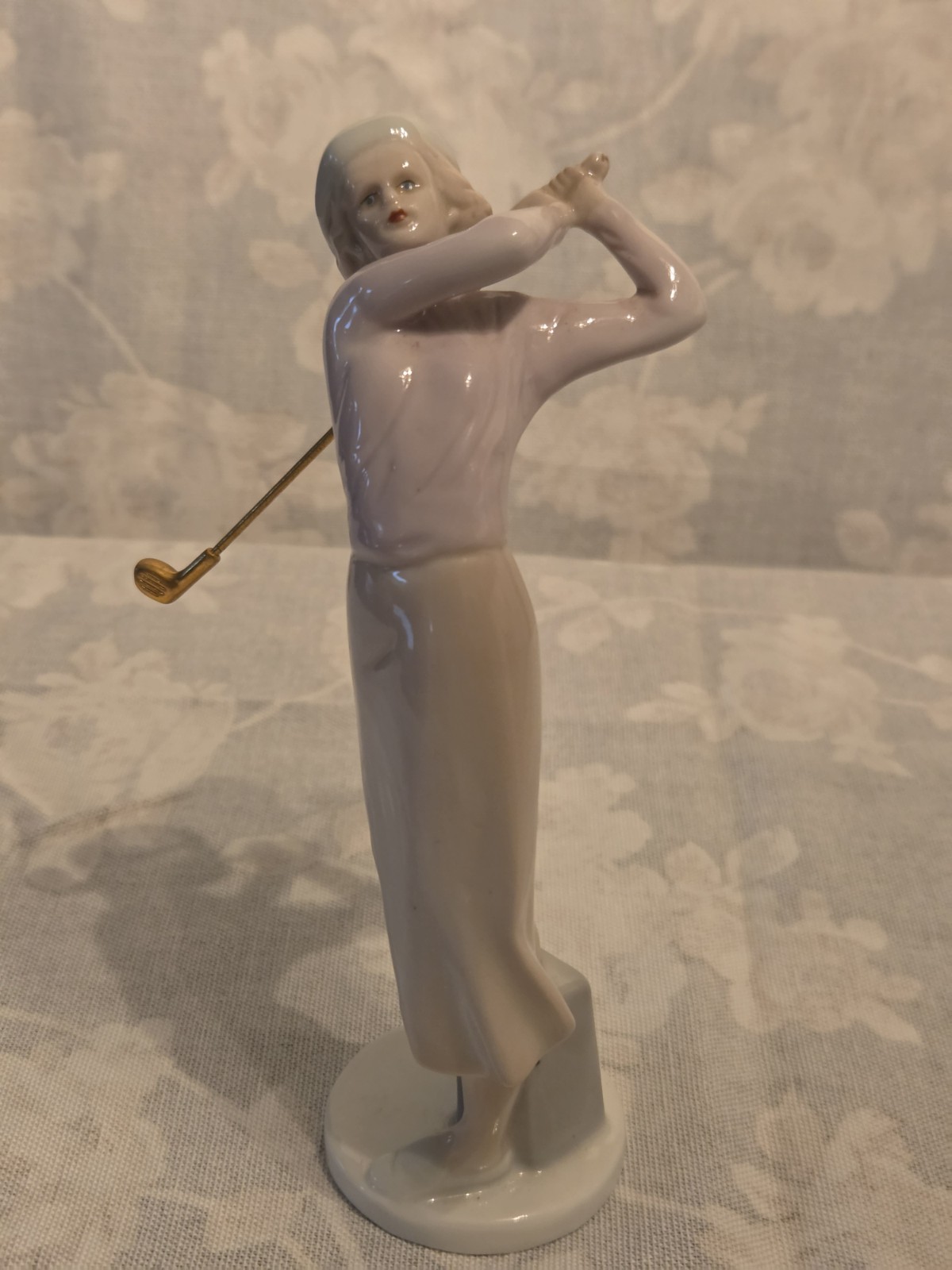 RUSS Lady Golfer Porcelain Figurines Set of Two Lady Golfers