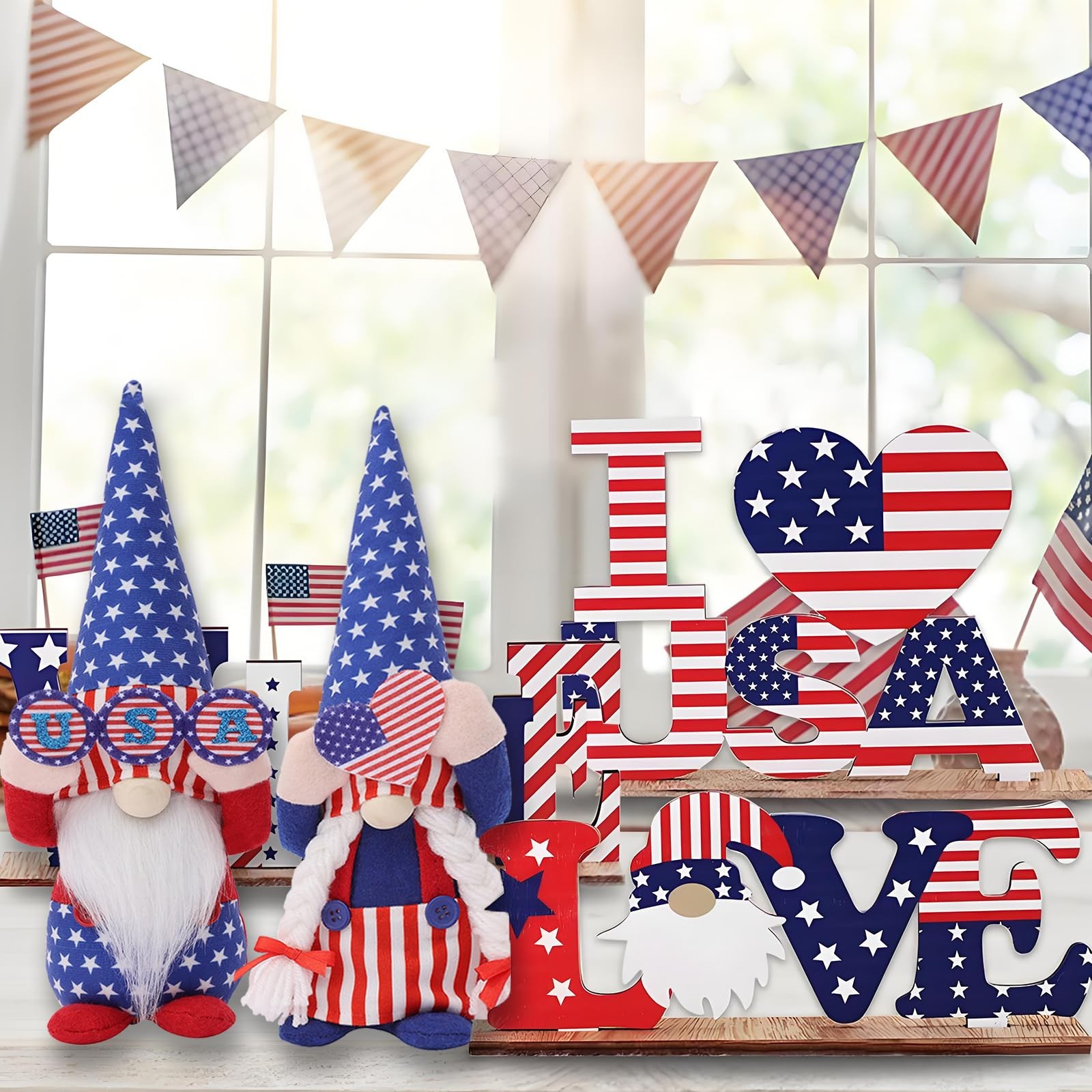 VAIZIQ 4th of July Gnomes Decorations,2 Pcs 250th Anniversary Patriotic USA G…