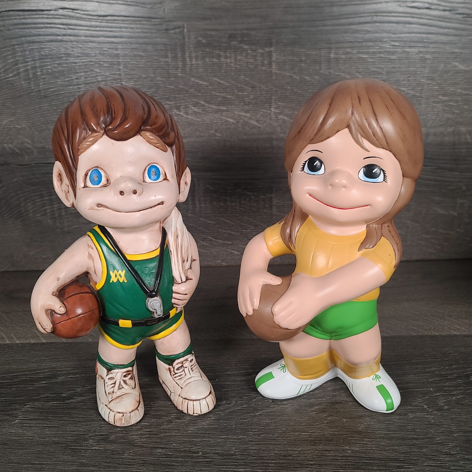 Vintage 1970’s Atlantic Mold Co Ceramic Basketball Players Boys and Girl