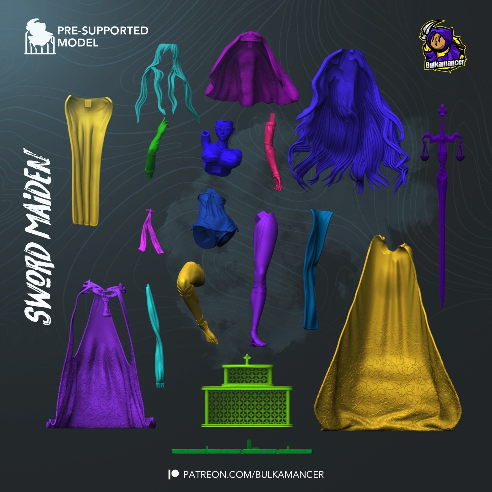 Blind Priestess Bulkamancer UNPAINTED 3D Printing on Demand-SFW figure model kit