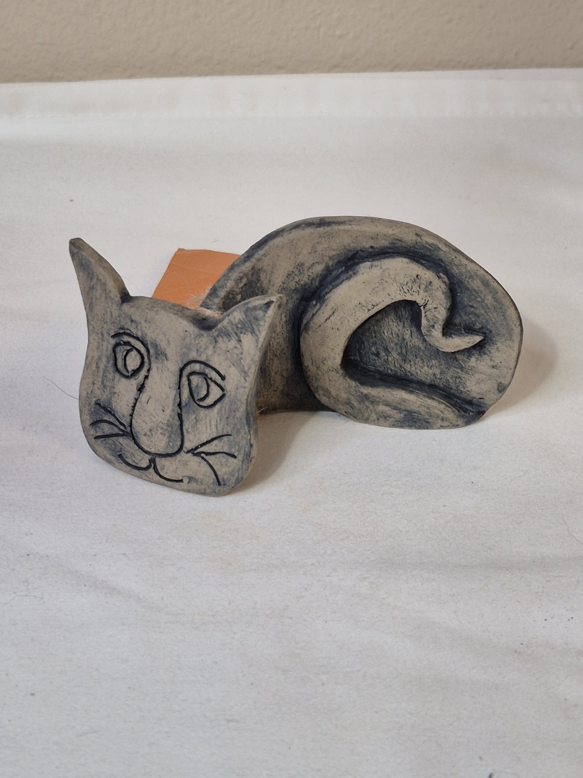 Stoneware Clay Cat Figurine Cats Of Ty Pen Made In Wales Handmade Artisan