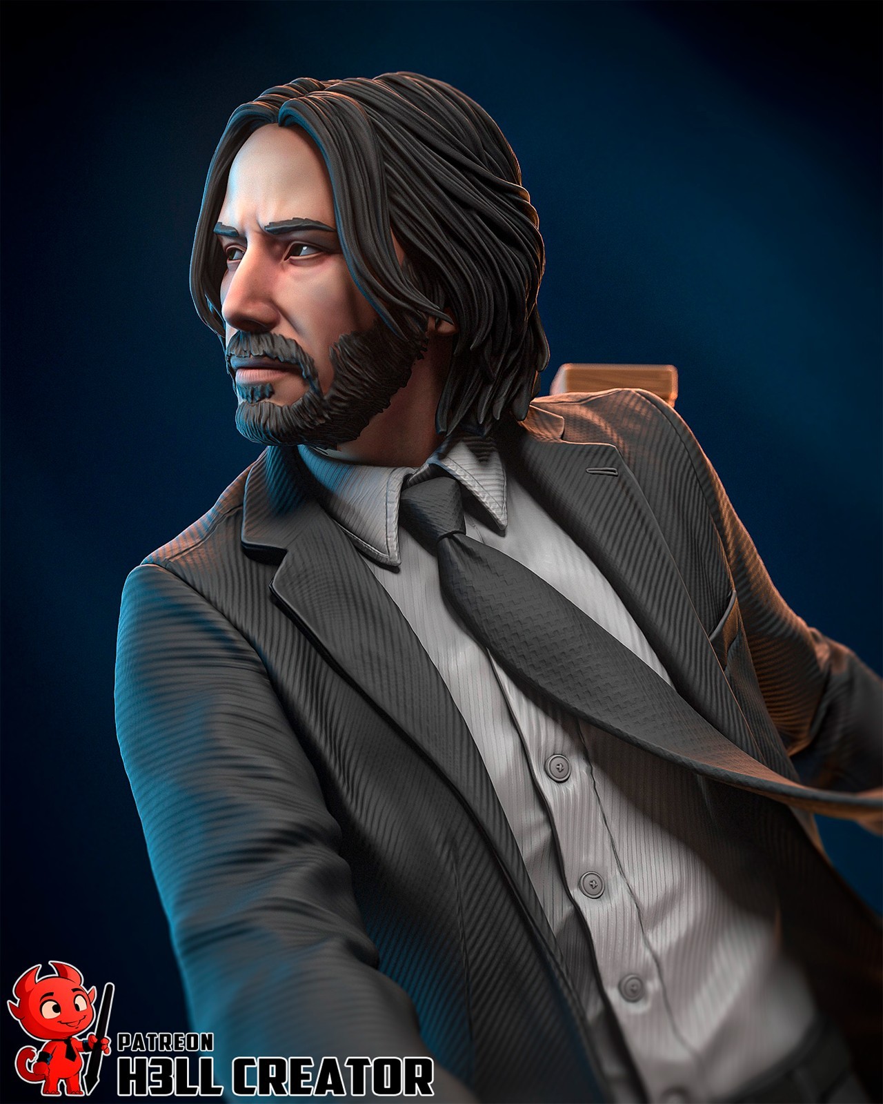 John Wick 187mm 1/10 Scale Hand Painted Resin Figure – Collectible Action Movie