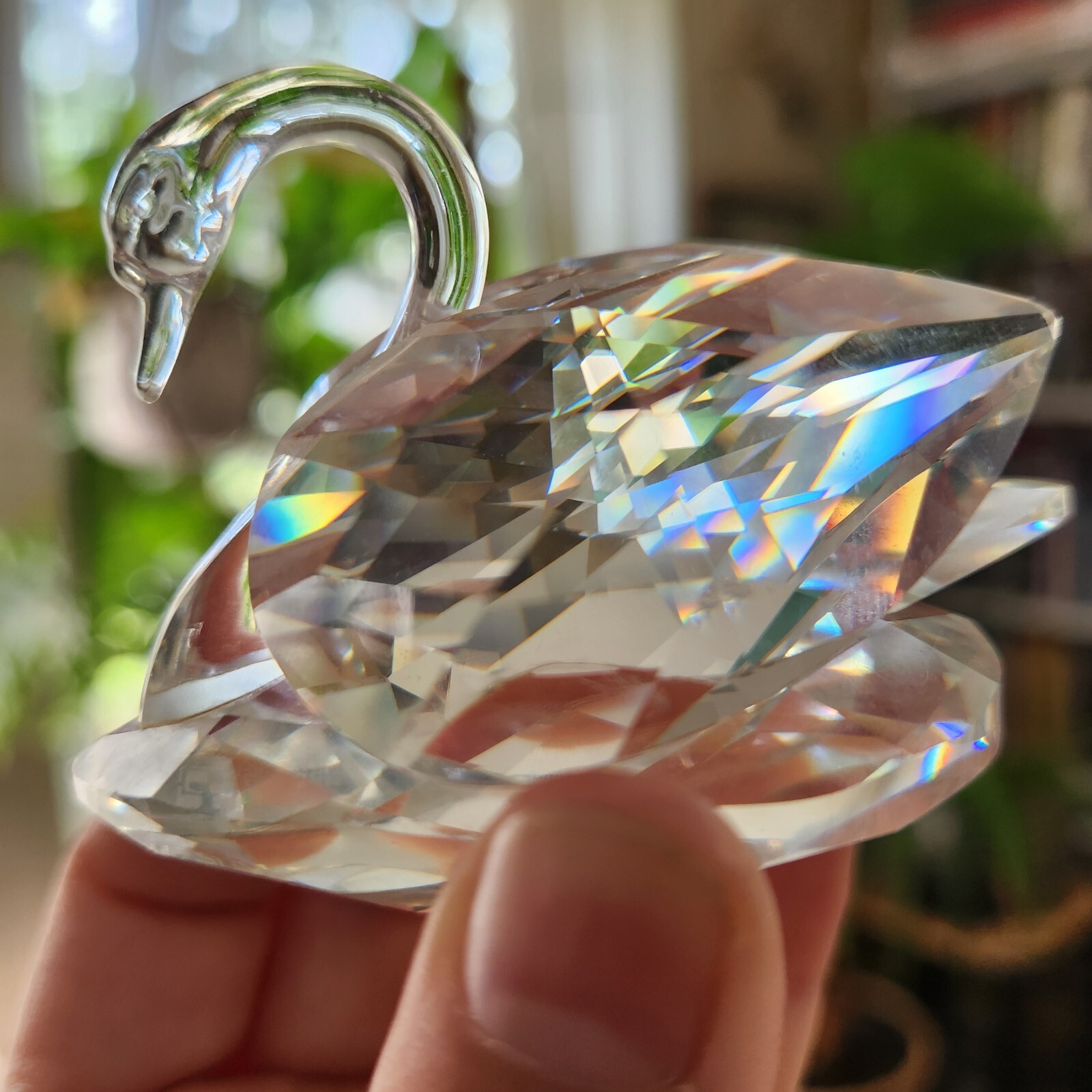 2 Vintage Swarovski Crystal Swan Figurines
