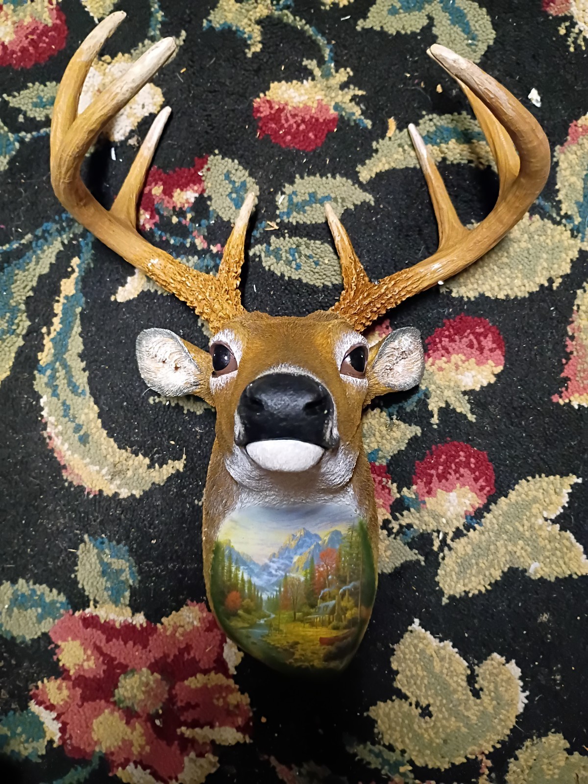 Whitetail Deer Buck Head Wall Figurine Resin Painted 3D Effect Nellie Sanders