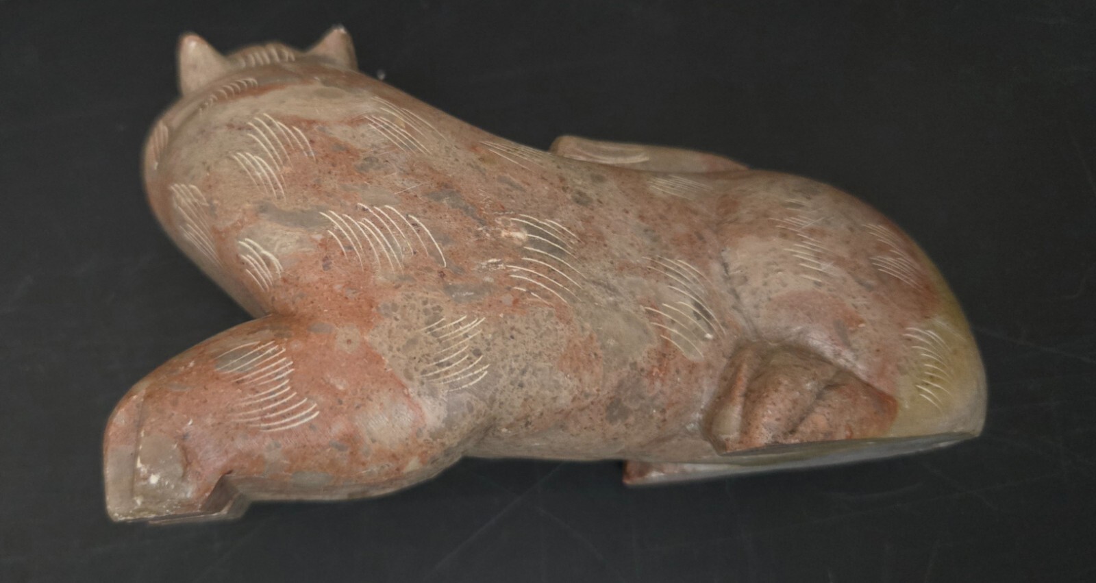 Vintage hand carved stone lion figurine / sculpture / paperweight