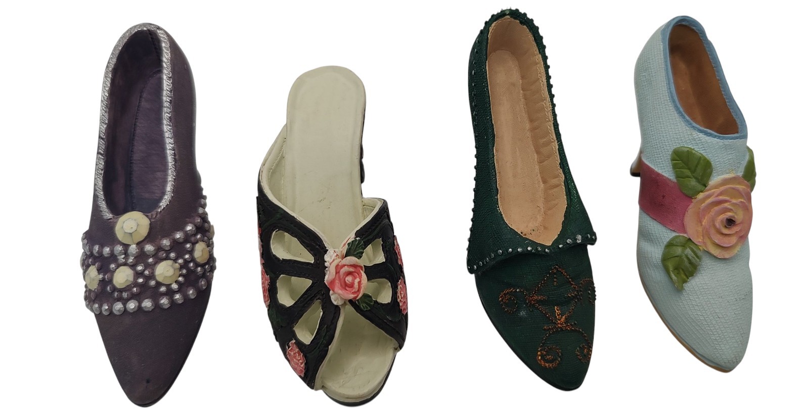 Decorative High Heel Resin Figurines Vintage 1990s Multi Colors Set of Four