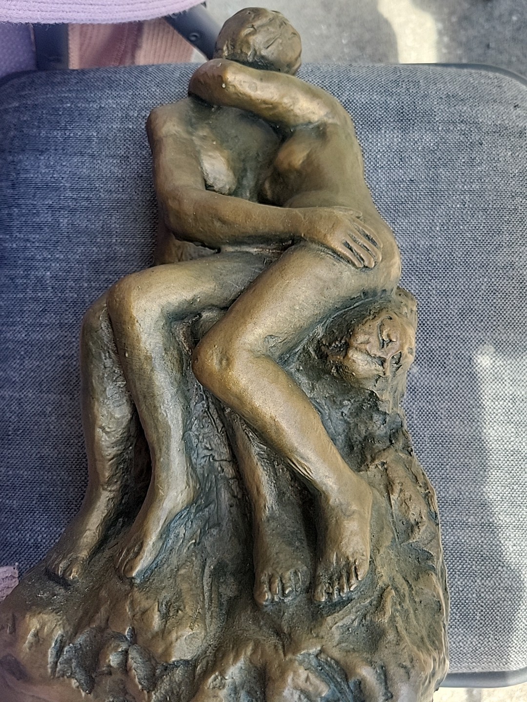 THE KISSVintage Marwal Ind. Inc. 12” Nude Sculpture with a man and woman kissing