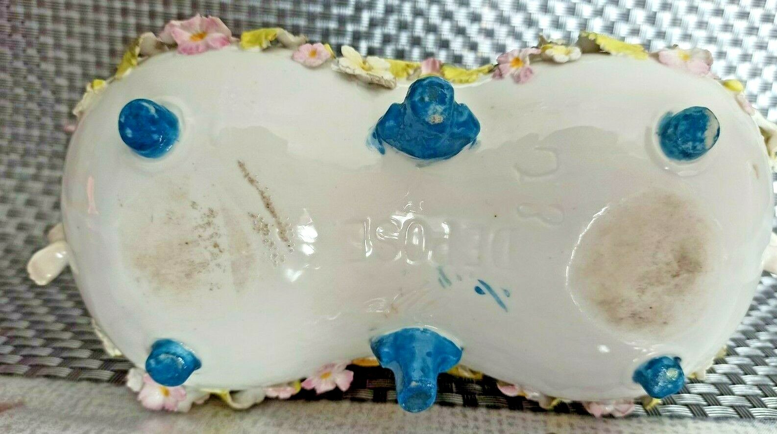 Antique French Hand painted Signed Cherub Angel Porcelain Fruit Bowl