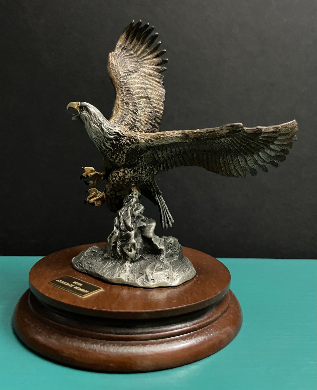 Chilmark Liberty Painted Pewter American Bald Eagle Flight Patriotic Art Statue