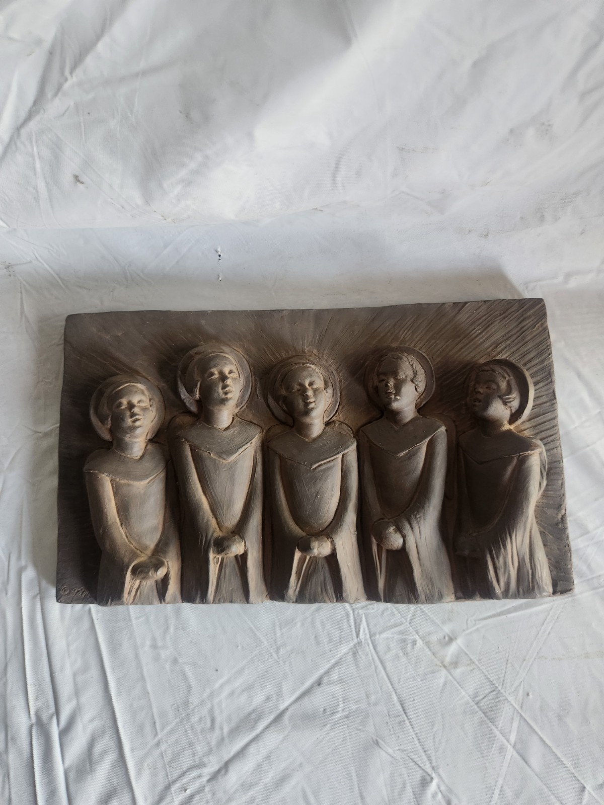 Sculpted Plaque Featuring 5 Angels Titled “Angels Gathering” by Brookwood Comm.