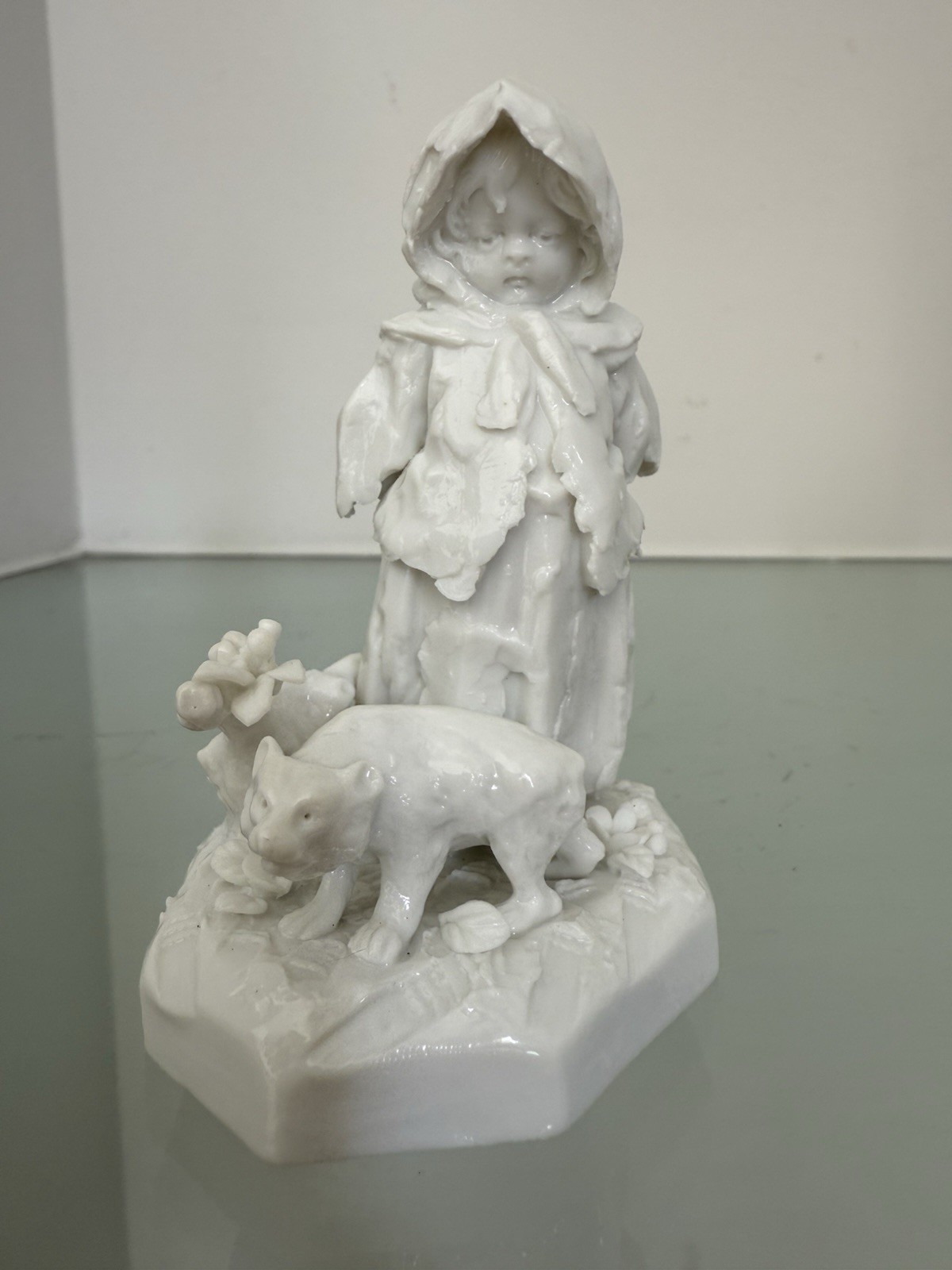 Sevres Porcelain Bisque Girl With Bear /dog