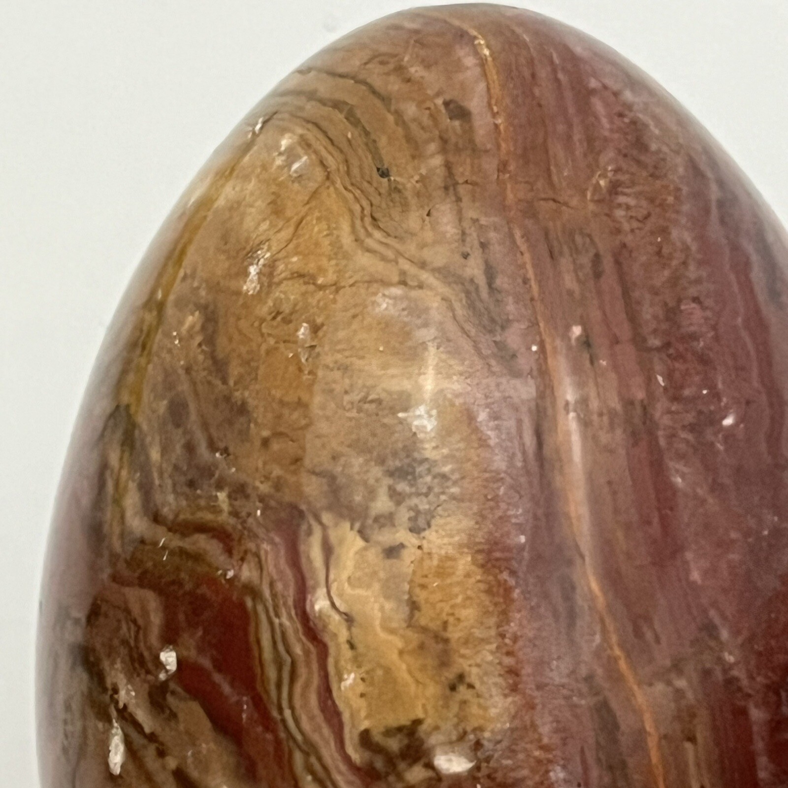 Brown Orange Marbled Stone Egg Shaped Decorative Home Decor Accent Piece