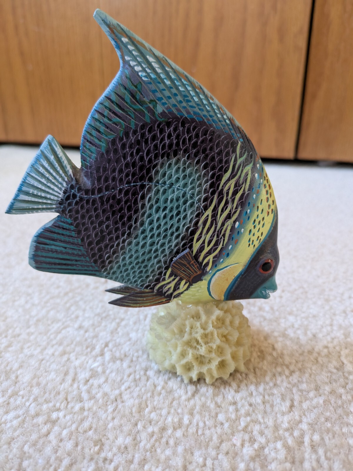VTG Hand painted tropical French angel fish fun/unique/kitschy/vibrant