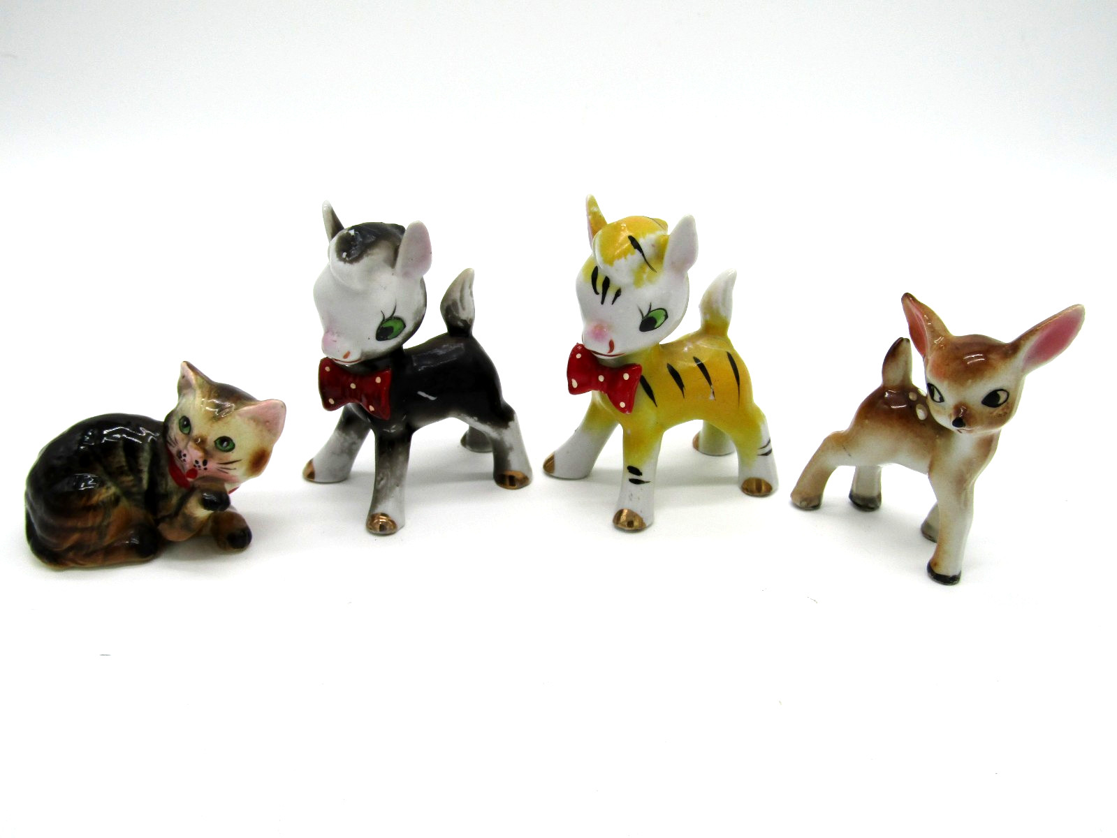 Vintage Mid-Century Anthropomorphic Animal Figurines Lot of 4 Made in Japan