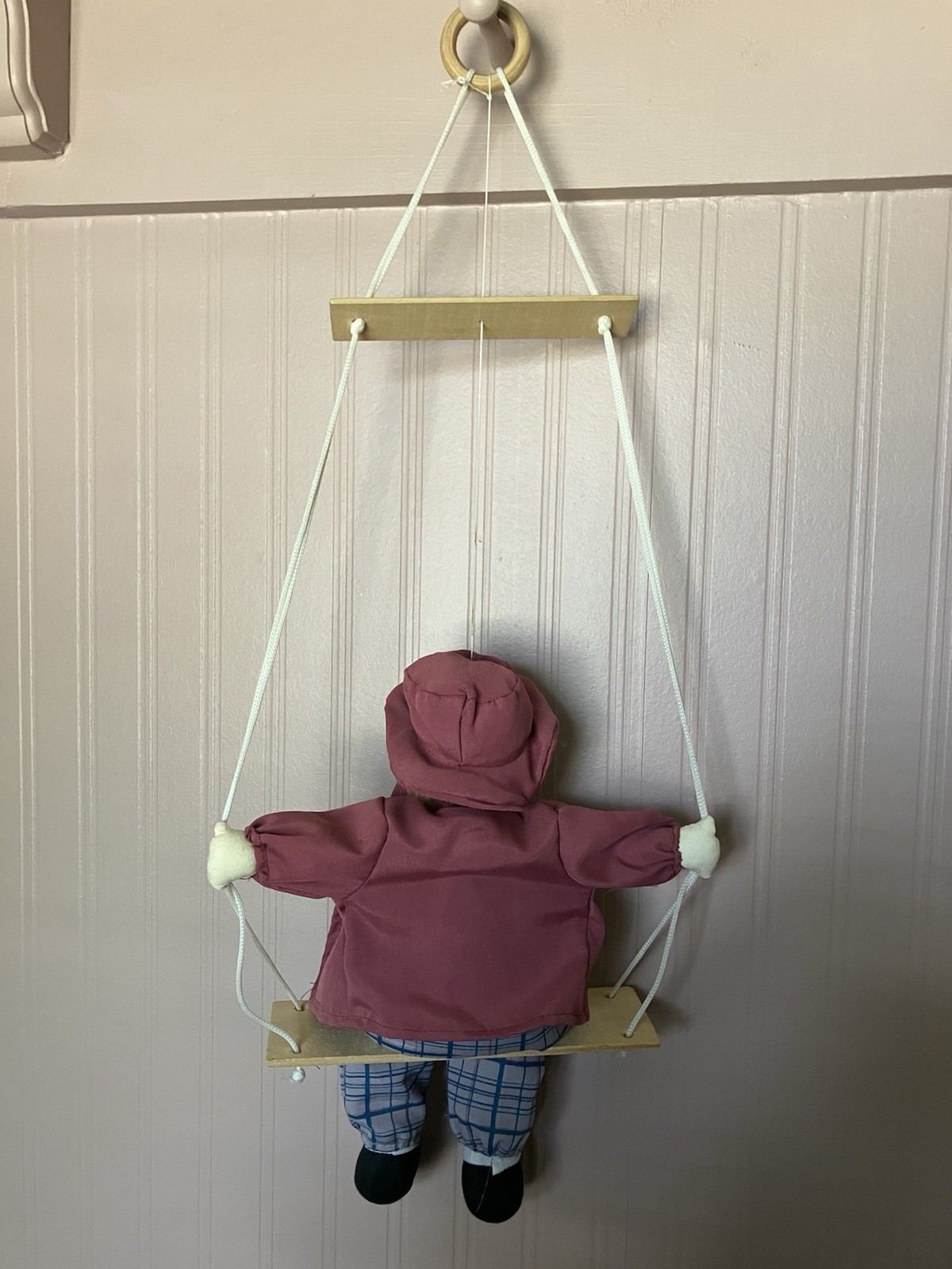 Vintage Marionette Porcelain Faced Clown On Swing