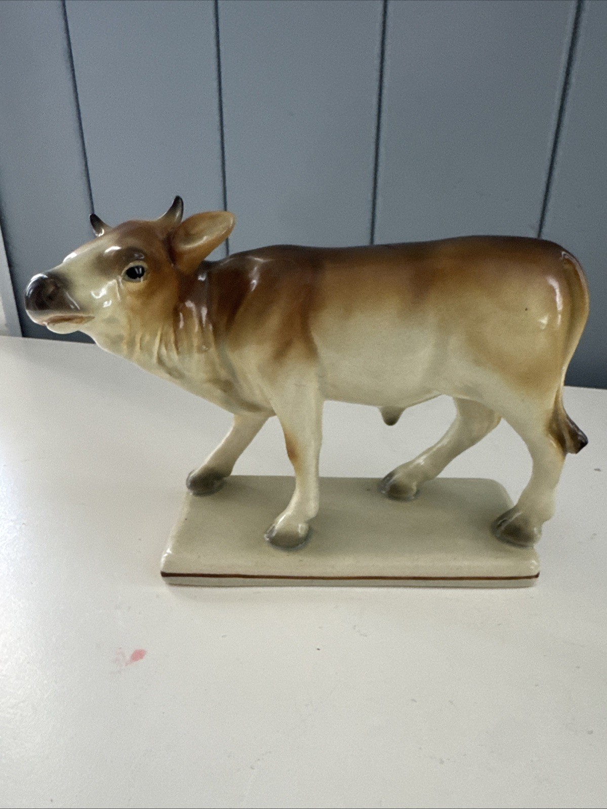 Vintage Italian Majolica Bull Figurine – Z.A.B Mark, Hand-Painted, 8.75”x6”