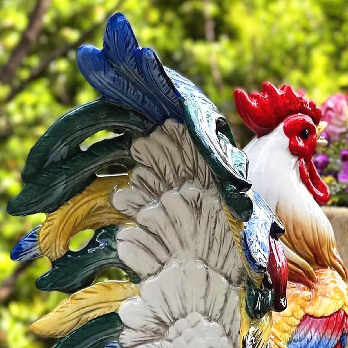 Ceramic Collectible Figurines Statue，3D Hand-Painted Large Strawberry Rooster…