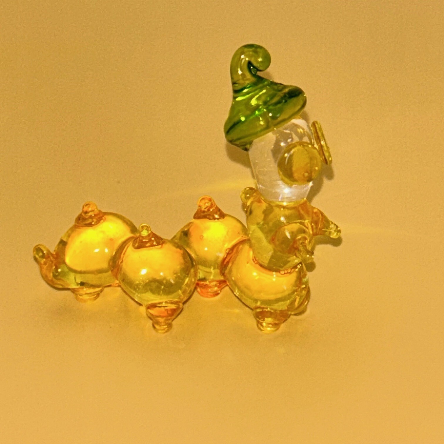 Hand Blown Spun Glass Caterpillar/Inchworm 2 inches