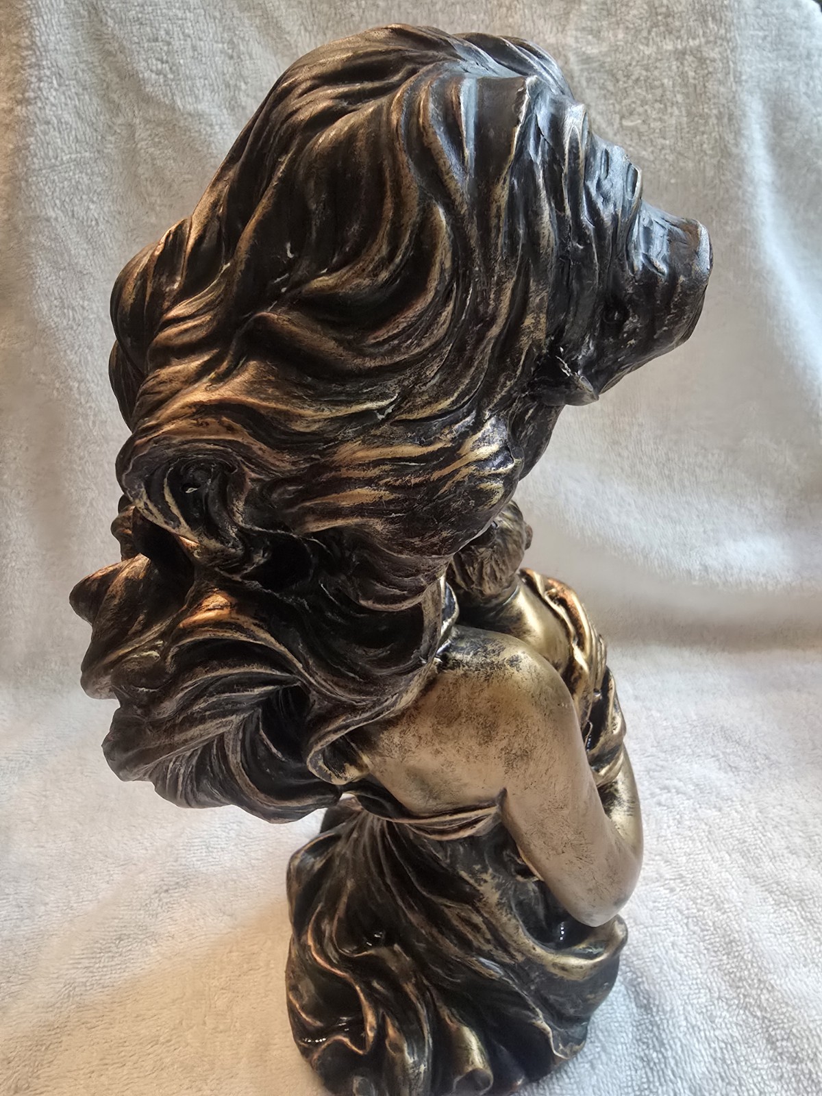 Collections Etc Mother & Child Figurine Antique Gold Resin Large Sculpture