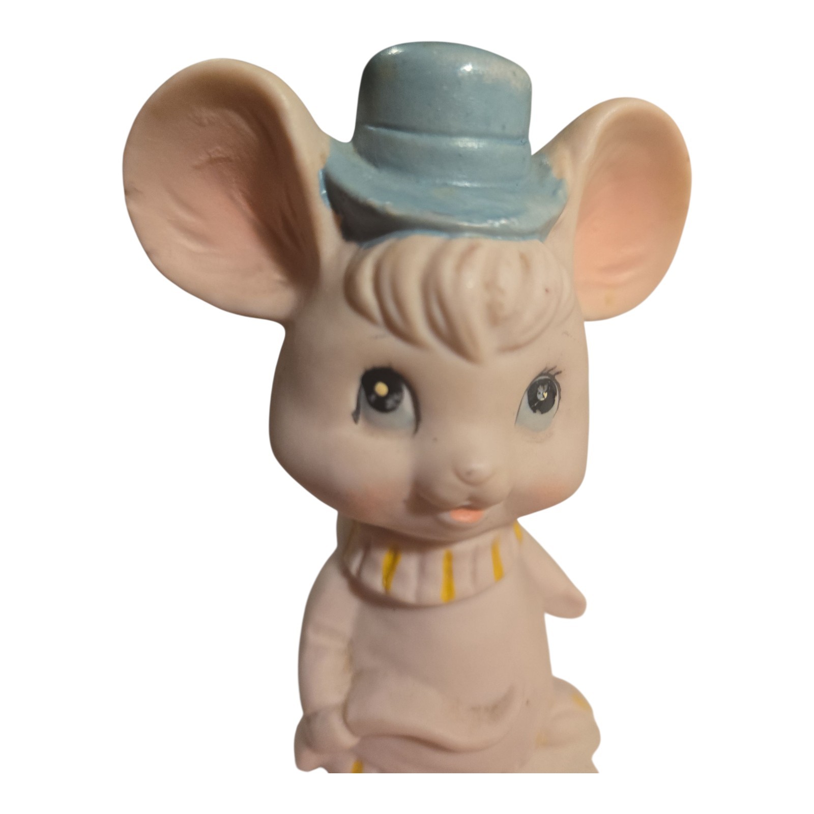 ​VINTAGE Bisque Ceramic Mouse Couple Figurines Boy in Hat Girl with Flowers Mice