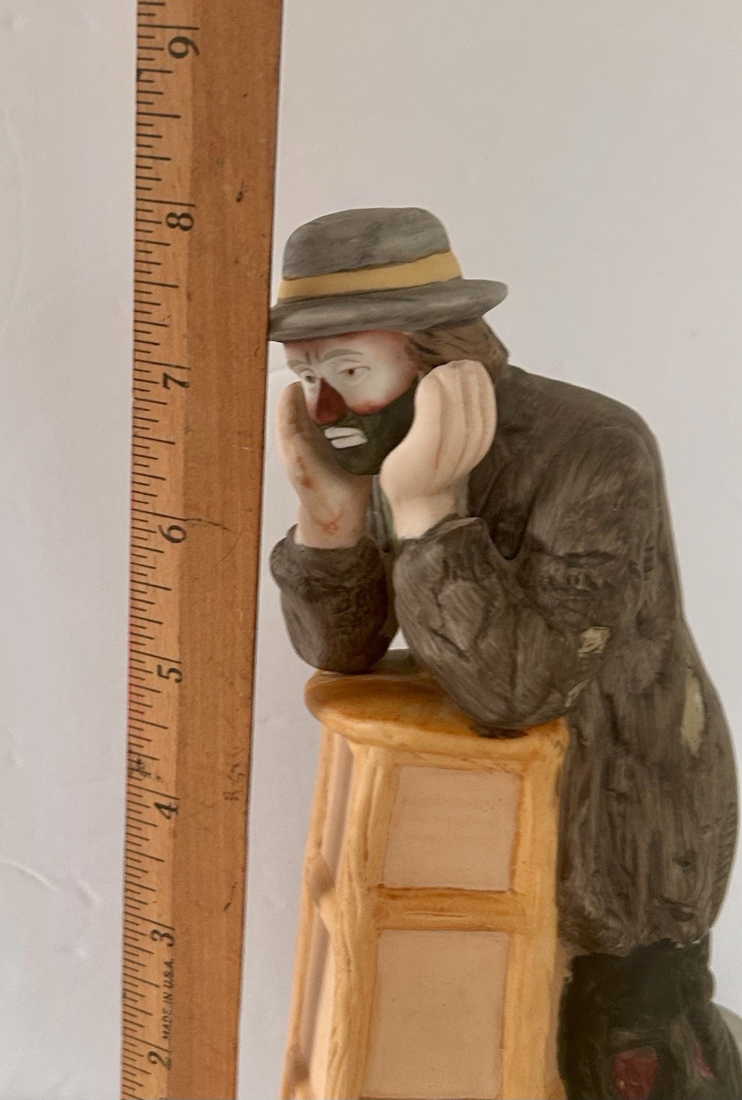 Lot of 2 Emmett Kelly Jr Clown Figurines Flambro Self Portrait, Why Me? Ceramic