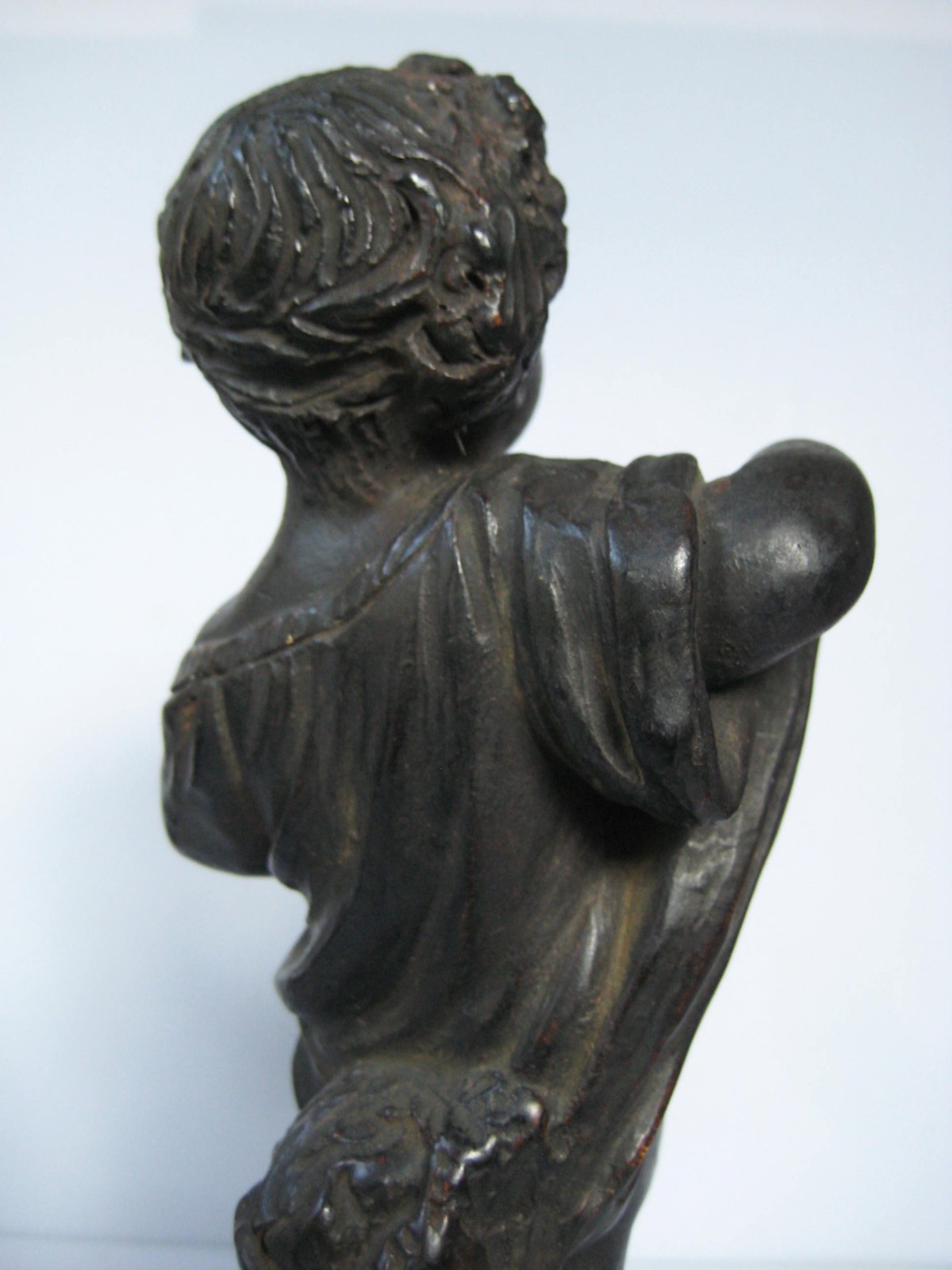 Vintage Italian Borghese Black & Gold Plaster Cherub Putti Figurine c. 1930