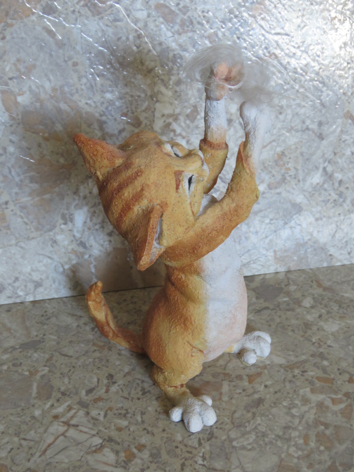 Country Artists A Breed Apart Fluffy Orange Tabby Kitten Cat Feather Figurine 7″
